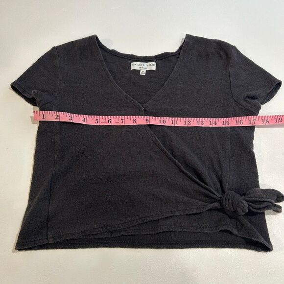 Madewell Texture & Thread Black Wrap Tie Front Top XS Casual Everyday Soft Knit - Picture 4 of 9